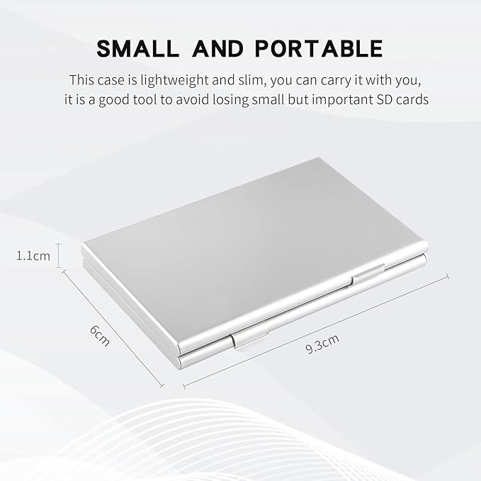Aluminum SD Card Case, 18Slots Ultrathin SD Card Holder, Memory Card Storage Holder,Fit for 4 SD Card, 14 Micro SD Card, Silver