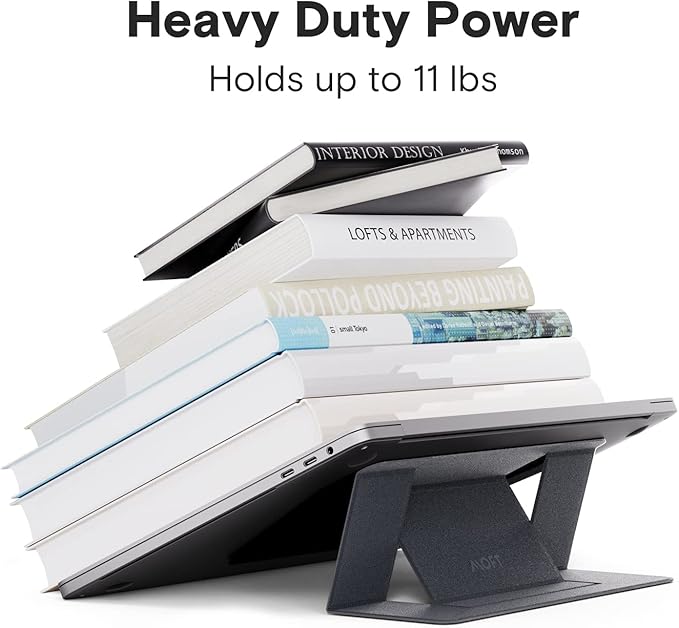 MOFT Laptop Stand for Desk, Stick-On Computer Stand with Dual-Angle, Ergonomic Laptop Riser Holder for Travel, Foldable & Portable MacBook Stand Fits 11.6"-16" Laptops, Starry Grey (Adhesive Version)
