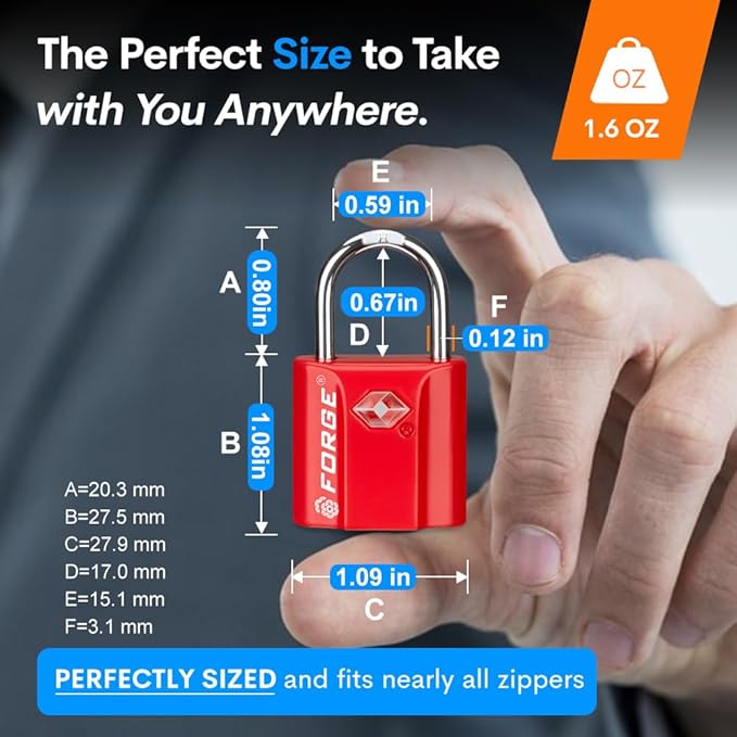 TSA Approved Luggage Locks, Ultra-Secure Dimple Key Travel Locks with Zinc Alloy Body