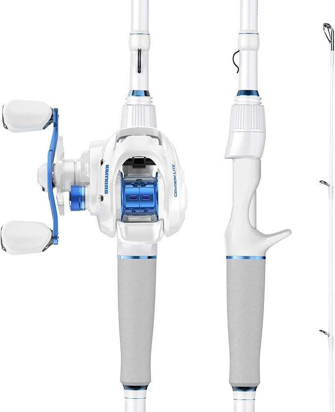 KastKing Centron Lite Fishing Rod and Reel Combo, IM6 Graphite 2Pc Blanks, Stainless Steel Guides with Ceramic Rings, Contoured EVA Handles & Fighting Butt, Split or Full Rear Handle Design, 13 Models
