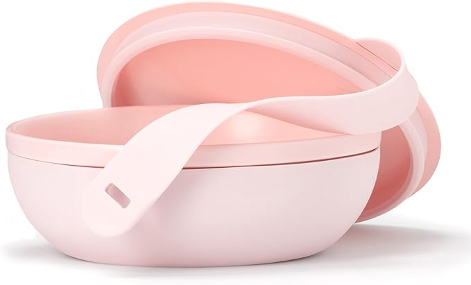 W&P Porter Bowl Lunch Container w/ Protective Non-slip Exterior, Blush 1 Liter | Lid & Snap-tight Silicone Strap | Food Storage, Bento Box, Meal Prep | BPA-Free Ceramic