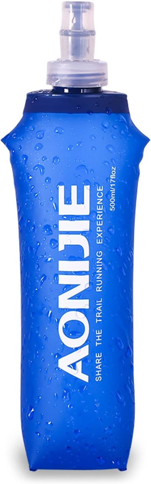 TRIWONDER TPU Soft Folding Water Bottles BPA-Free Collapsible Flask for Hydration Pack - Ideal for Running Hiking Cycling Climbing (500ml/16.9oz)