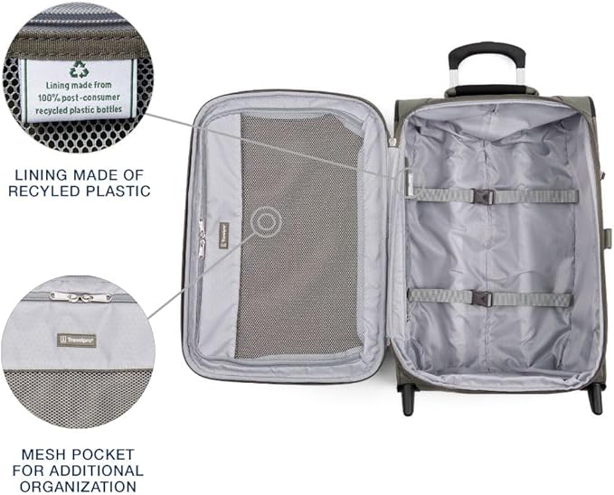 Travelpro Maxlite 5 Softside Expandable Upright 2 Wheel Carry on Luggage, Lightweight Suitcase, Men and Women, Slate Green, Carry On 22-Inch
