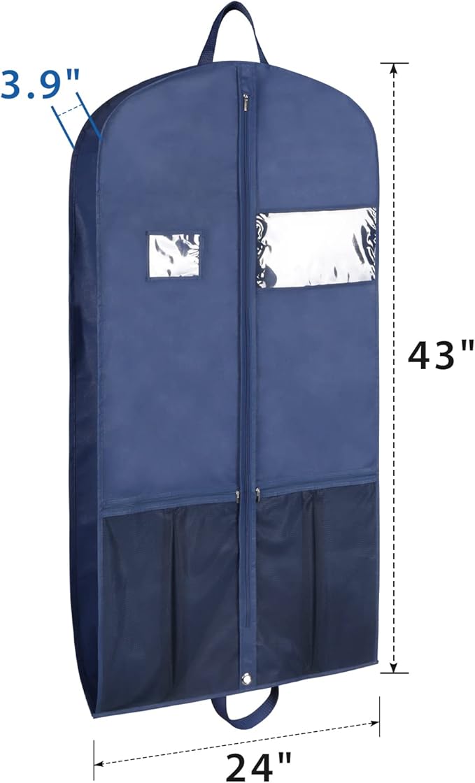Zilink 43" Suit Bags for Men Travel and Storage Gusseted Garment Bags for Hanging Clothes Suit Cover With Handles for Clothes, Coats, Jackets, Shirts, Set of 2