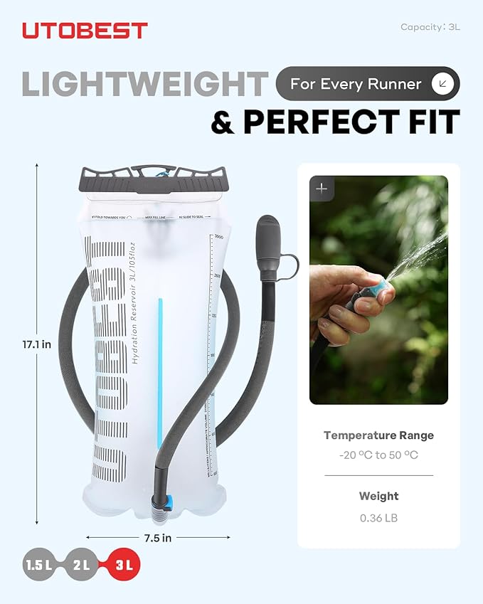 Hydration Bladder,TPU Water Bladder,Water Bladder for Hiking Backpack,BPA Free,Wide Opening,Leak-Proof,Water Reservoir for Hiking Cycling Camping Running