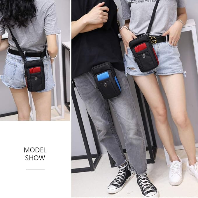 Senient Wolf Waterproof Nylon Multifunctional Phone Crossbody Bag - Small One Shoulder Waist Bag Wallet Travel Passport Holder
