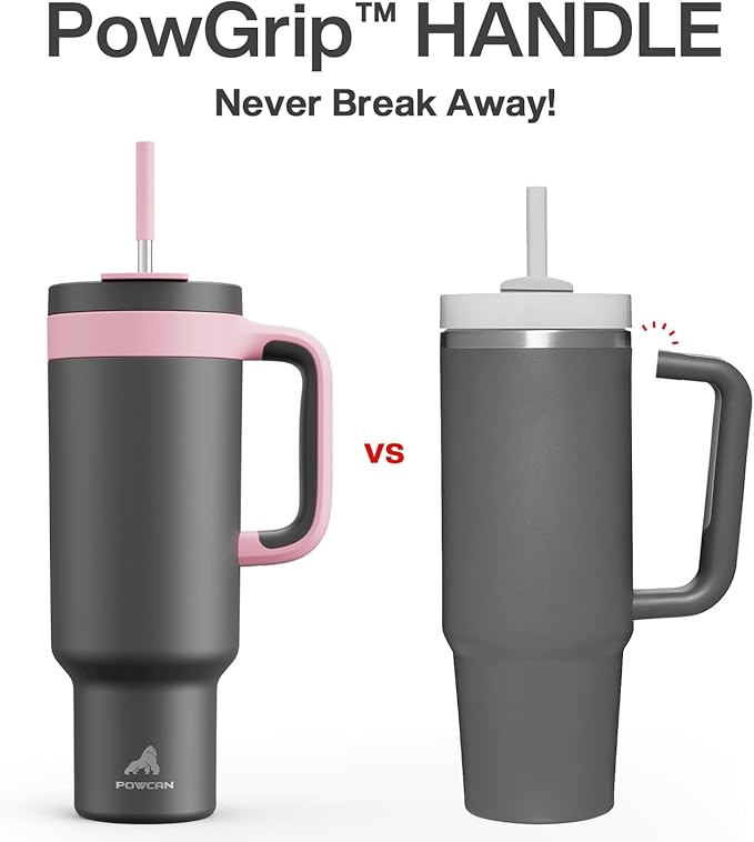 50 oz Tumbler with Handle, 2-in-1 Straw and Sip Lid, Leakproof, Dishwasher Safe, Insulated Stainless Steel Travel Coffee Mug, Keeps Cold for 34 Hours, Fits in Car Cup Holder (Rebellion)