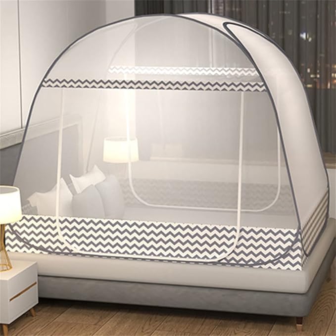 CdyBox Folding Mosquito Net Tent Canopy Curtains for Beds Home Bedroom Decor (Gray, 1.8X2.0m)