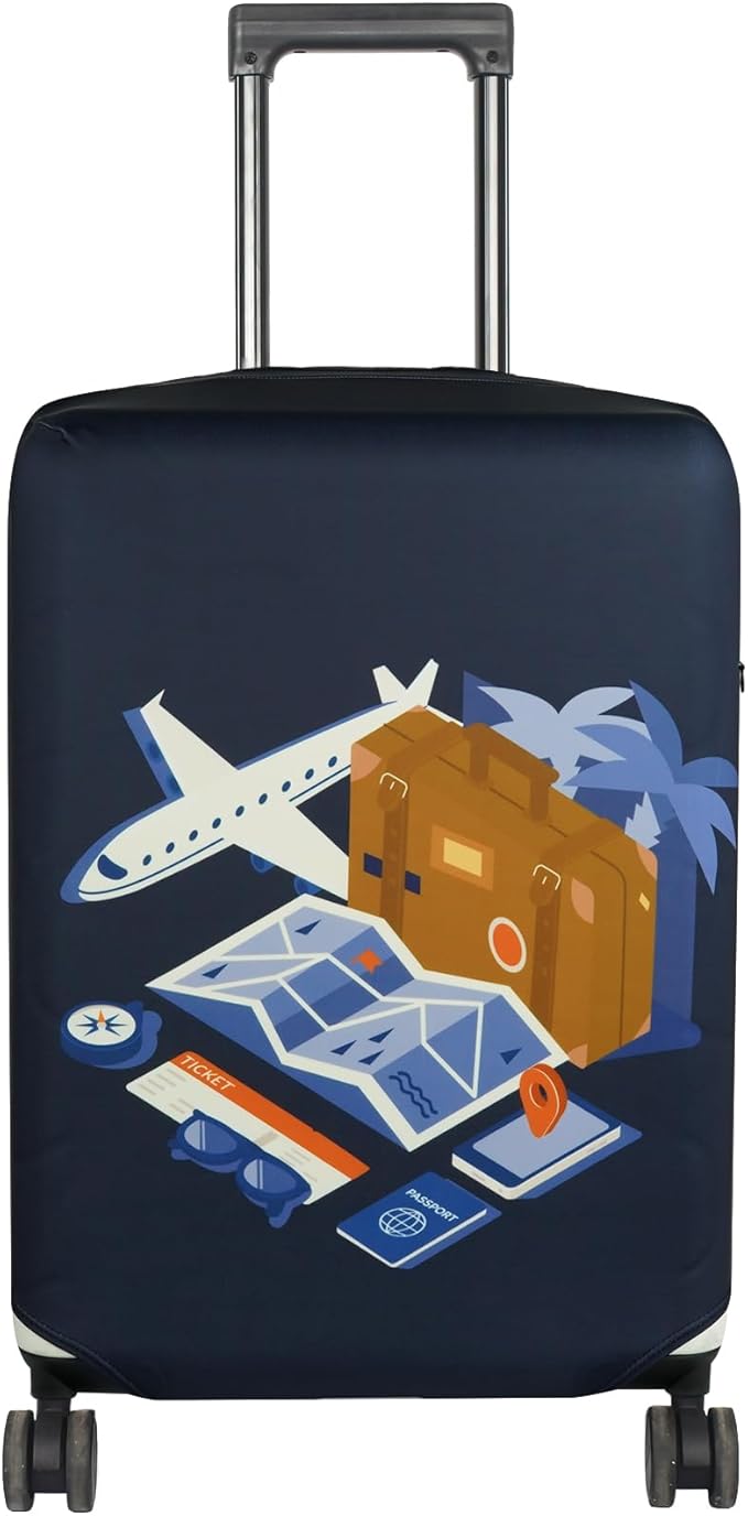 HYPER VENTURE Washable Luggage Cover - Fashion Suitcase Protector Fits 27-30 Inch Luggage (Journey, L)