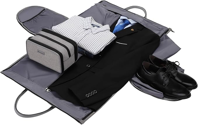 Convertible Garment Bag with Toiletry Bag, Modoker Carry on Garment Duffel Bag for Men Women - 2 in 1 Hanging Suitcase Suit Travel Bags, Light Grey