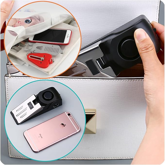 3 Packs Portable Door Stop Alarm & Door Lock, Upgraded Home Security Door Locker Devices Pocket Door Stopper Self Defensey Tools for Travel Home Apartment