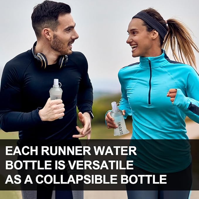 INOXTO Soft Flask,Collapsible Soft Water Bottles for Hydration Vests and Running Packs, Soft Flask Running Bottles for Hiking Cycling(250/500 ml) (2 PCS BIG)