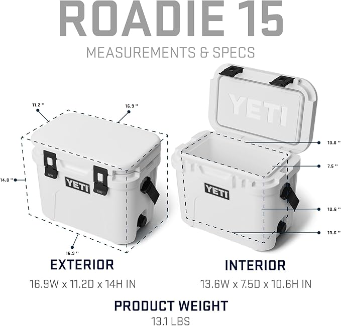 YETI Roadie 15 Hard Cooler with DoubleDuty Shoulder Strap