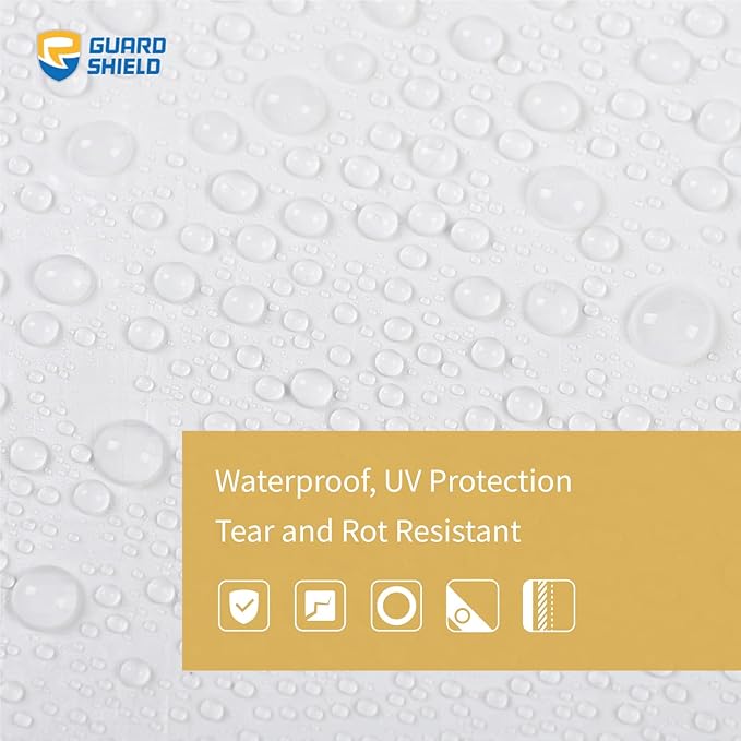 GUARD SHIELD Tarp White 9x12 Feet Multi Purpose Waterproof Poly Tarp Cover 5mil