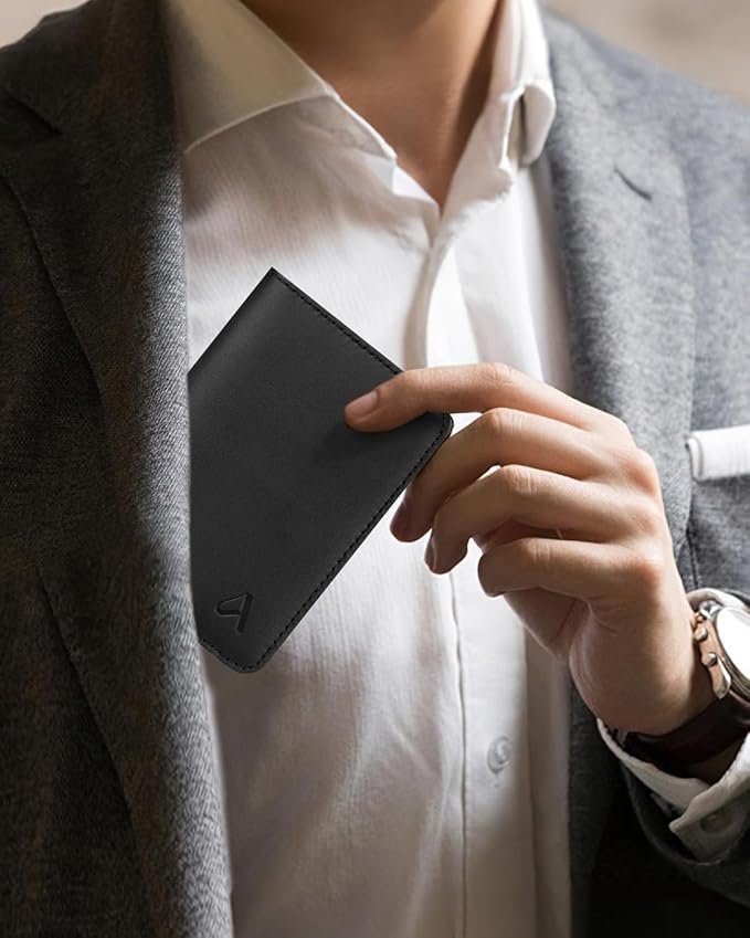 ALLIVE Passport Holder for Travel, Genuine Leather Passport Holder Women Men,Passport Cover Wallet,Travel Must Haves Airport Essentials Travel Gifts Black