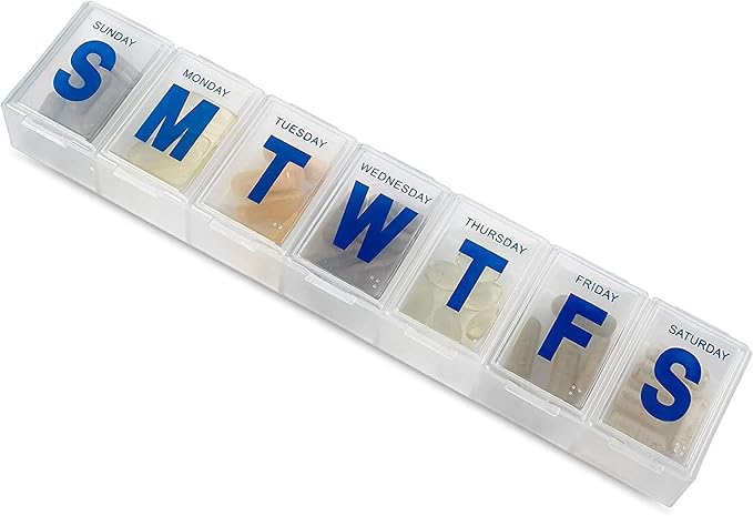 Weekly Pill Organizer - 7-Day Pill Planner Extra Large Pill Planner and Daily Pill Organizer and Medicine Reminder, Monday to Sunday Compartments - BPA Free - Travel Pill Box Case (Pack of 3)