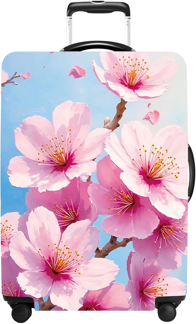 Luggage Cover Washable Suitcase Protector Anti-Scratch,Stretchable Fit for 20-34Inch Luggage Durable Travel Bag Cover with Zipper Closure (Peach blossom, XL(fits 32-34Inch suitcase))