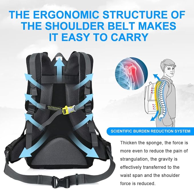 INOXTO lightweight Hiking Backpack 35L/40L Hiking Daypack with Waterproof Rain Cover for Travel Camping Outdoor Men and Women
