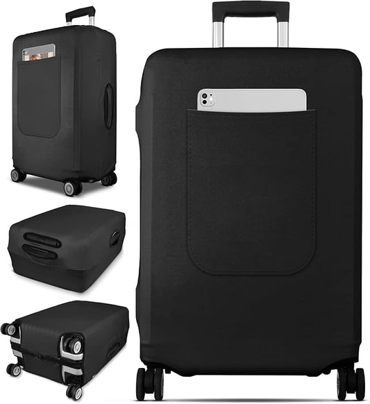 Slohif Luggage Cover for Suitcase Tsa Approved Protector - Luggage Sleeve Suit Case Cover Travel Stretch Large Baggage Case Protective Washable Fit 26-28 Inch Black