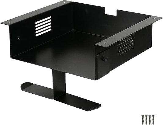 Ilyapa Under Desk Mount, Steel CPU Under Desk Computer Mount with Vents for Home Office Storage, Gaming Console Shelf - 2.8 x 8.1 x 8.5