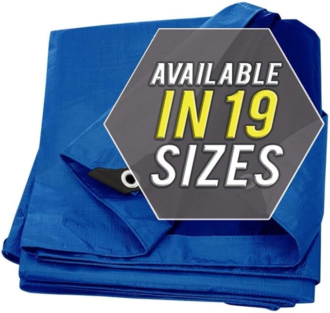 Large Waterproof Tarp - Heavy Duty 10 Mil Thick Poly Tarpaulin Ideal for Canopy Tents, Boats, RV or Pool Covers - Multipurpose Protective Tarps with Grommets for Indoor and Outdoor Use | 10' x 12'