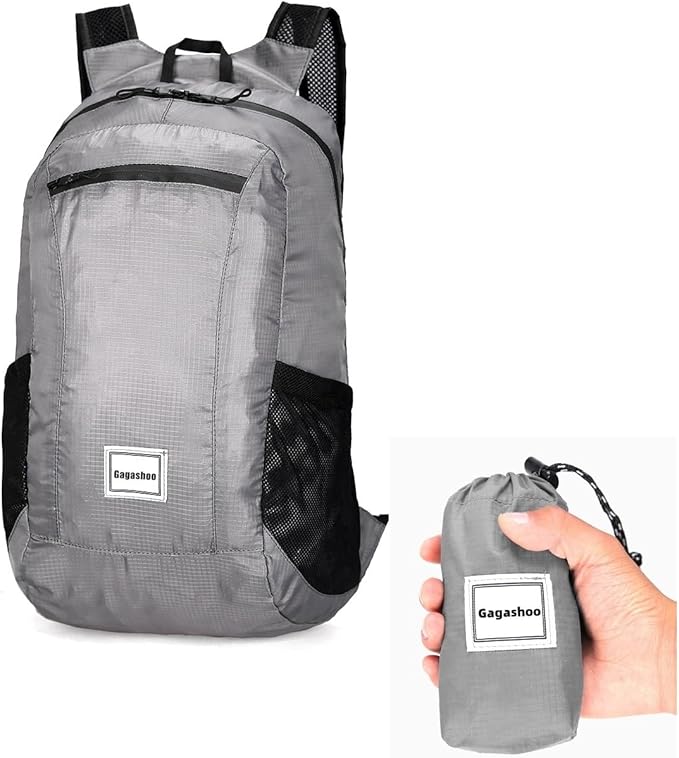 Small Foldable Hiking Daypack Packble Skin Casual Backpack Camping Cycling Travel Outdoor Day Bags Useful (Gray)