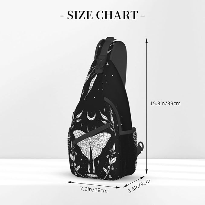 SUPLUCHOM Sling Bag Black White Butterfly Moon Tarot Black White Butterfly Moon Tarot Hiking Daypack Crossbody Shoulder Backpack Travel Chest Pack for Men Women