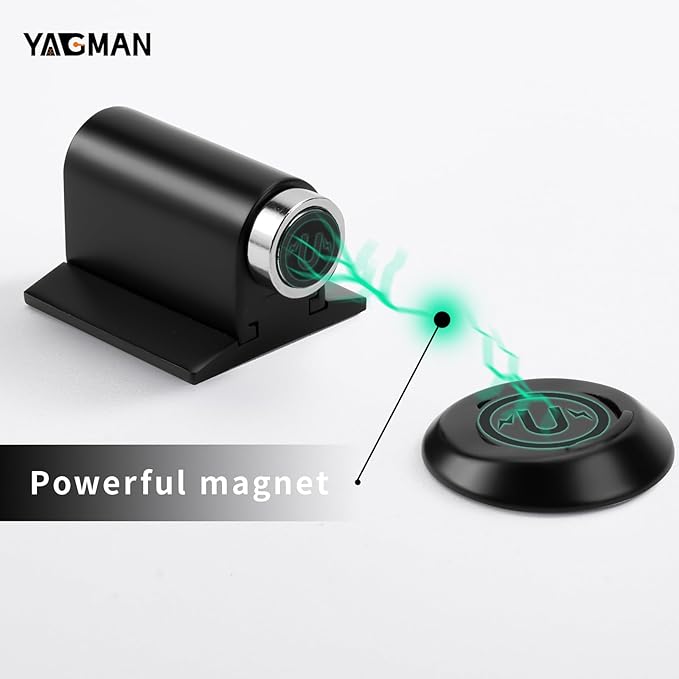 3 Pack Magnetic Door Stoppers Retractable Bottom of Door Holder No Drilling Mount Floor Door Stop with Screws and Adhesive Catch Door Keep Door Open Matte Black MB-3