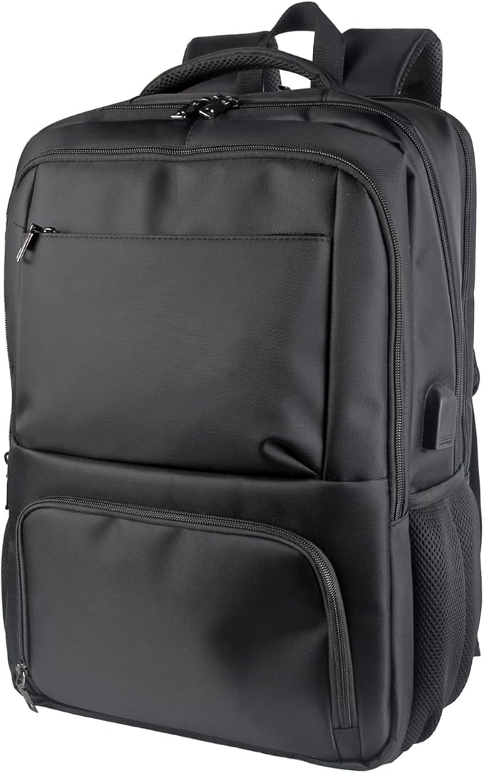 Laptop Backpack Fits 17 Inch Computer, Bussiness Travel Backpack with USB Charging Port and Anti Theft Pocket, Black