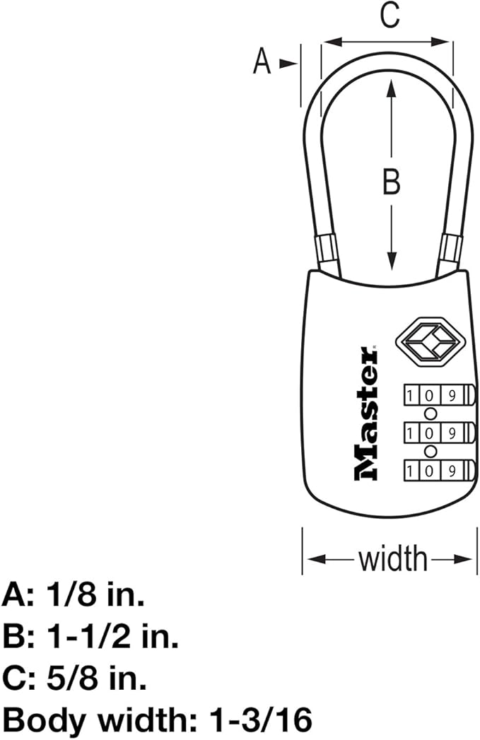 Master Lock 4688D Set Your Own Combination TSA Approved Luggage Lock, 1 Pack, Silver