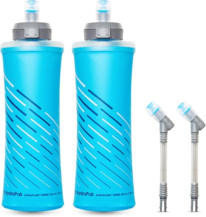 HydraPak UltraFlask Speed (500ml or 600ml) - Collapsible Soft Flask Water Bottle for Hydration Vests and Running Packs with Easy Open Cap