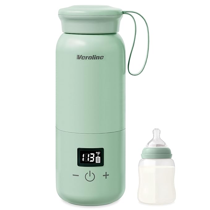 Portable Bottle Warmer for Travel, Baby Bottle Warmer with Adjustable Temp & Keep Warm for Formula, Breastmilk, Super Fast Charging & Rechargeable Milk Warmer, Cordless Water Warmer