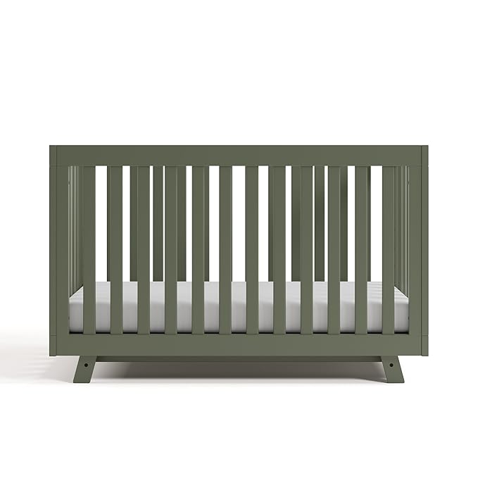 Storkcraft Beckett Grow-with-Me Convertible Crib (Olive) – GREENGUARD Gold Certified, Converts to Toddler Bed & Daybed, Fits Standard Crib Mattress, Easy-to-Assemble