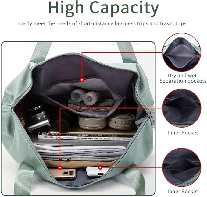 Large Capacity Foldable Travel Bag Expandable Portable Carry on Bag Dry&Wet Separation Sports Duffel Bags
