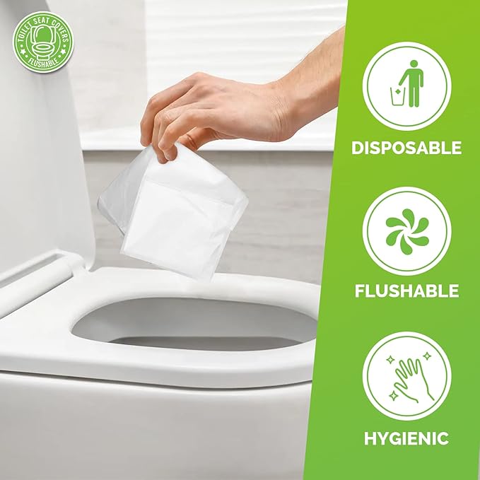 YGDZ Toilet Seat Covers Disposable, 110pcs Flushable Travel Disposable Toilet Seat Covers for Adults Kids Potty Training, Travel Essential Accessories for Airplane, Road Trips, Camping
