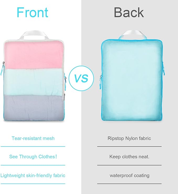 Lightweight Compression Packing Cubes for Suitcases, Compressible Expandable Travel Packing Organizer with Clear Toiletries and Backpack Bag, Travel Essentials for Carry on Luggage 7 Set