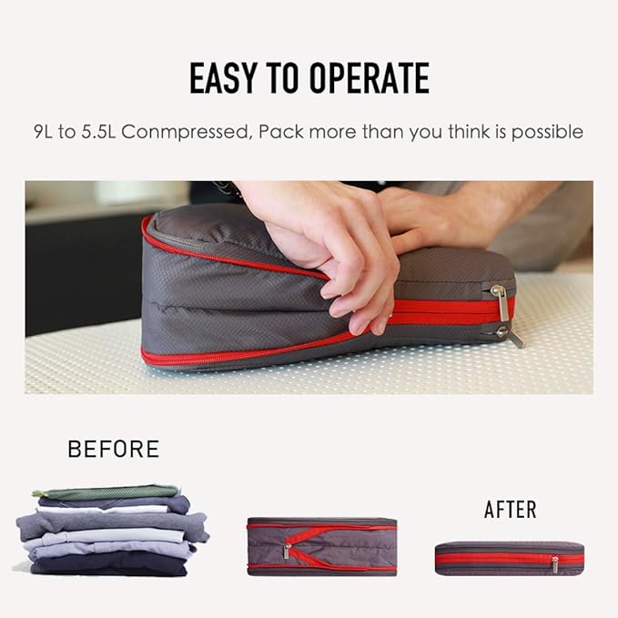 Bee Nesting Waterproof Compression Packing Cubes,Travel Packing organizers for Carry on Luggage,Backpacking, Suitcases