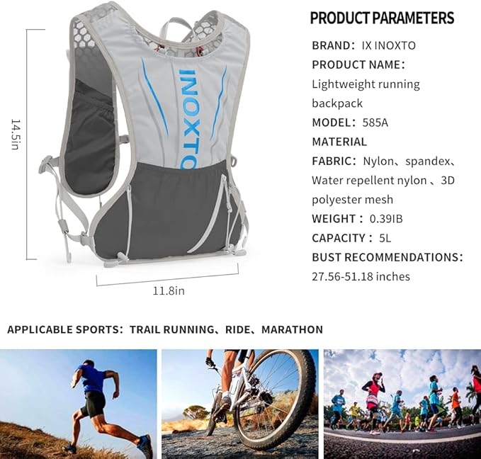 Running Hydration Vest for Men Women Water Backpack for Running 3L Running Hydration Pack for Trail Running Marathon Race Hiking