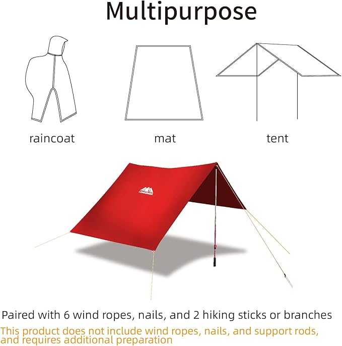 longsinger Hooded Rain Poncho for Adult with Pocket Waterproof Lightweight Unisex Raincoat for Hiking Camping Emergency