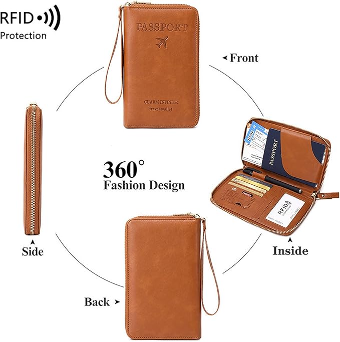 Multi-Function RFID Travel Passport Wallet with Phone Pocket - Ultimate Passport Holder for Women & Men | Holds Phones, Passports, Cash, Cards & Boarding Passes (Green)