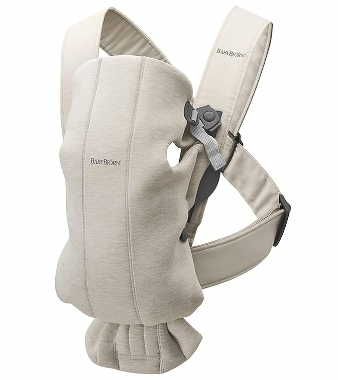 BabyBjörn Baby Carrier Mini, 3D Jersey, Light Beige | Newborn Carrier (7-25 lbs), Ergonomic, Easy-to-Use