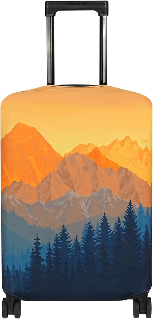 Explore Land Travel Luggage Cover Suitcase Protector Fits 31-32 Inch Case (Amber Mountains, XL)