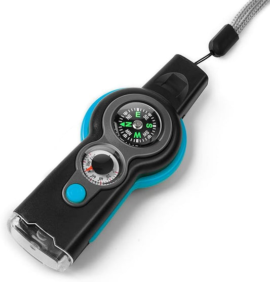 Emergency Survival Function Whistle, Outdoor Multifunctional Tool Safety Whistle with Lanyard, Ideal for Kayaking, Boating, Hiking, Camping, Climbing, Hunting, Fishing, Rescue Signaling