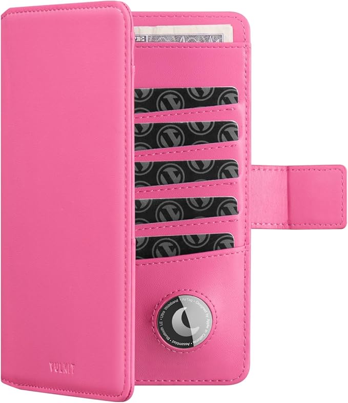 VULKIT Passport Holder with Airtag Holder RFID Blocking Passport Wallet Travel Leather Passport for Women(Rose)