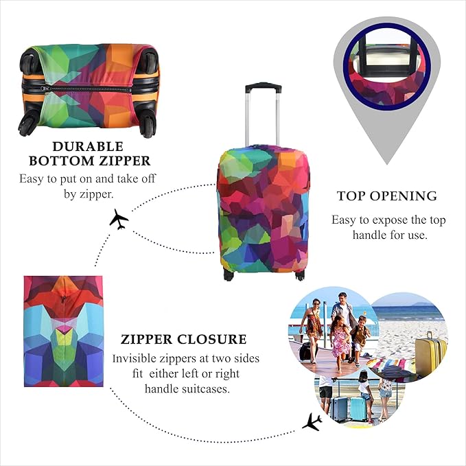 Explore Land Travel Luggage Cover Suitcase Protector Fits 31-32 Inch Case (Geometry, XL)