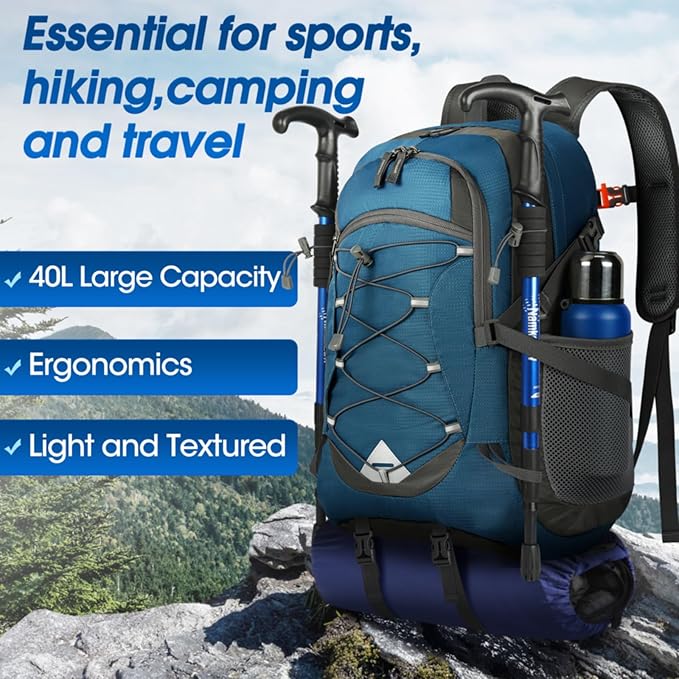 IGOLUMON Hiking Backpack 40L Packable Lightweight Camping Backpack Men Women Waterproof Hiking Daypack Outdoor Travel Daypack