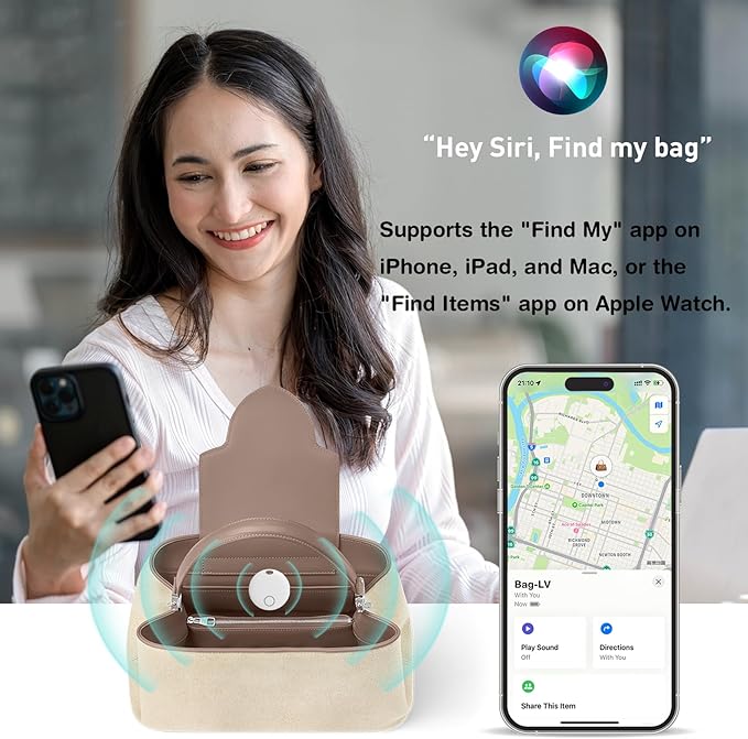 Smart Tracker Tags, Bluetooth Luggage Tracker with Keychain, Compatible with iOS Find My app, Item Locator for Key, Wallet, Suitcase, Bags, IP67 Waterproof, Battery Include