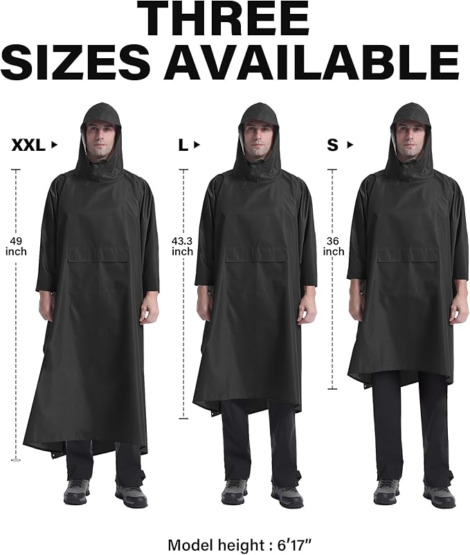 iCreek Hooded Rain Poncho with Pocket Waterproof Lightweight Unisex Raincoat Jacket for Hiking, Camping, Outdoor