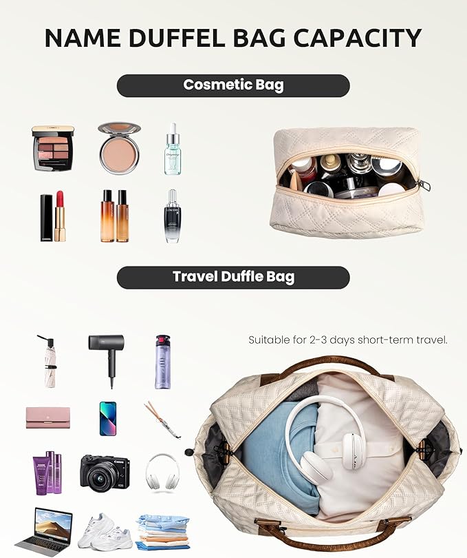 Girls/Kids Initial Duffle Bag with Shoe Compartment, Kids Personalized Travel Bags with Makeup Bag for Women with Trolley Sleeve & Wet Pocket, Gifts for Teenage Girl(Letter E)