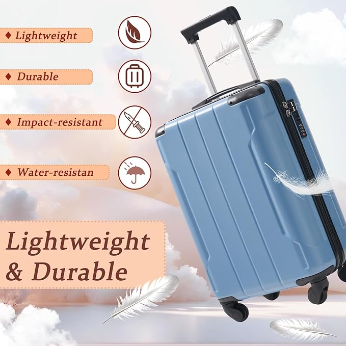 Merax Carry on Luggage Set, 20 Inch Hardshell ABS Suitcase with Spinner Wheels, Built-in TSA Lock & 2 Packing Cubes Airline Approved for Business Weekend Travel